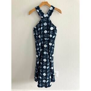 Ann Taylor Women’s Shell Tile Cotton Linen Halter Flare Dress Sz 2‎